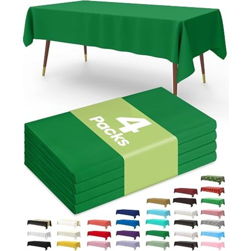 Pureegg Lot de 4 nappes jetables en plastique Vert 137,2 x 274,3 cm