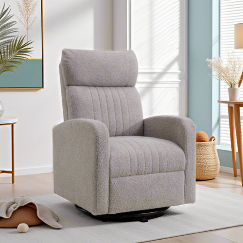 Deaja Upholstered Fabric Swivel Rocker Glider Nursery Chair with High Back