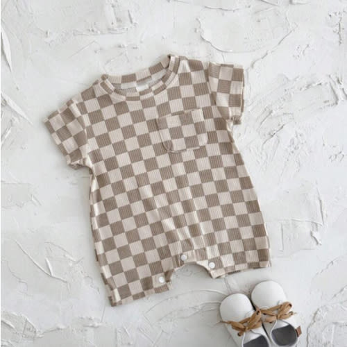 Baby Boys/Girls Checkerboard Casual Minimalist Short Sleeve Rompers, Summer | SHEIN USA
