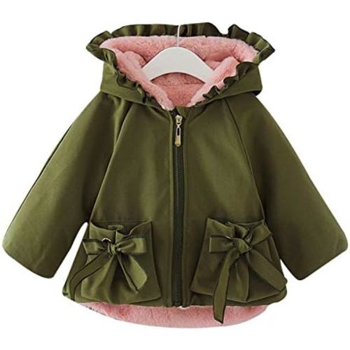 famuka Winter Baby Girl Jackets Thick Fleece Lined Winter Coat Cute Ruffled Outwear