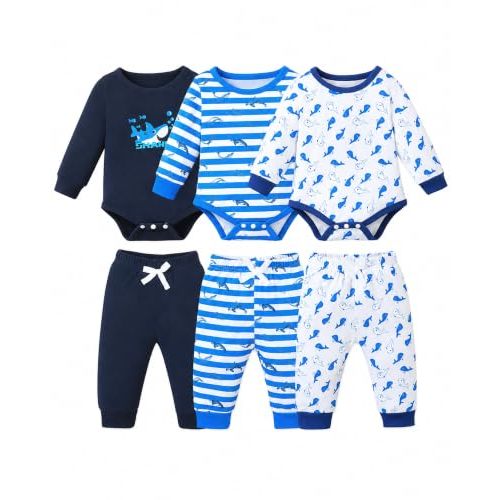 Jecson Baby Boy Clothe Baby Boy Outfits Soft Stretch Long Sleeve Set 0M-18M | Soft stretch baby boy clothes with breathable fabric, moisture wicking, shrink resistant design and fade resistant colors