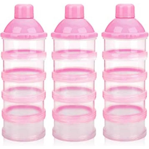 Accmor Formula Dispenser On The Go, 5 Compartments Stackable Formula Container for Travel, Baby Milk Powder Kids Snack Container, BPA Free