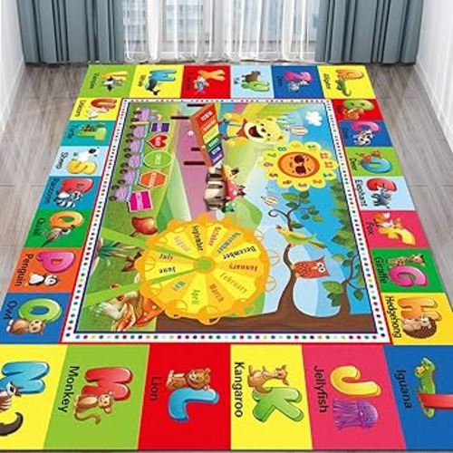 ABC Rug, ABC Play Mat for Kids Playroom, Alphabet Floor Mat,Classroom Elementary Preschool Rugs wtih ABC, Numbers, Animals - (59X39.4 Inches)