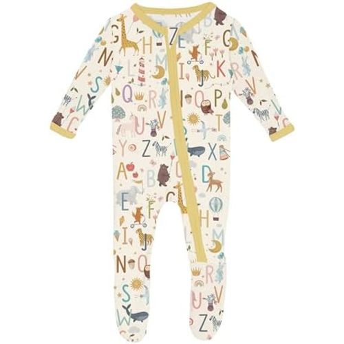 KicKee Zip-Up Footie for Babies & Toddlers – Viscose from Bamboo Sleepwear with Built-In Hand Covers and Grippy Feet