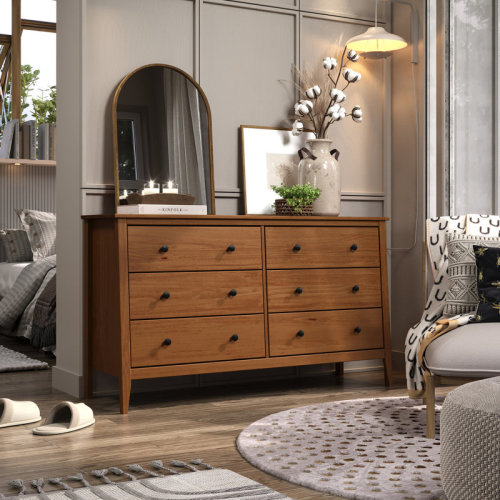 Orren Ellis Solid Wood 6 Drawer Dresser - White | Wayfair