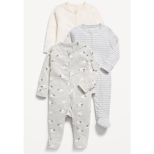 2-Way-Zip Sleep & Play Footed One-Piece 3-Pack for Baby
