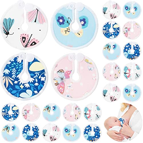 32 Pieces G Tube Button Covers G Tube Pad Holder Reusable Cotton Nursing Pads for Feeding Support Feeding Cotton Supplies Soft Covers for Breastfeeding Nursing Care, 4 Designs(Butterfly)