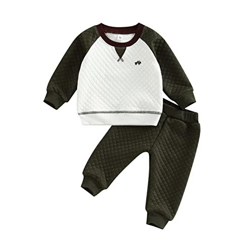 Newborn Baby Boy Girl Clothes Gender Neutral Sweatsuit Unisex Solid Outfit Long Sleeve Warm Pullover Pant Set
