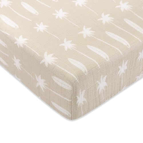 Babyletto 100% Organic Cotton Crib Sheet, GOTS-Certified, Fitted 360°, Ultra-Soft and Breathable Muslin - Beach Bum