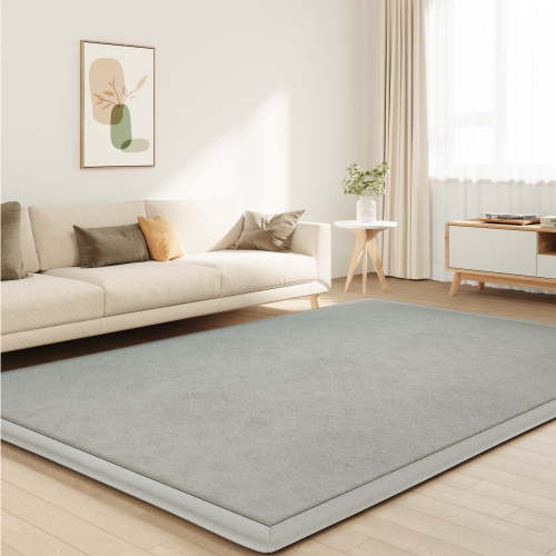 Loartee Baby Play Mat for Floor - 79" x 118" Non-Slip Coral Velvet Memory Foam Nursery Crawling 1.18" Thick Rug for Babies, Toddlers, Infants, Kids, Gray