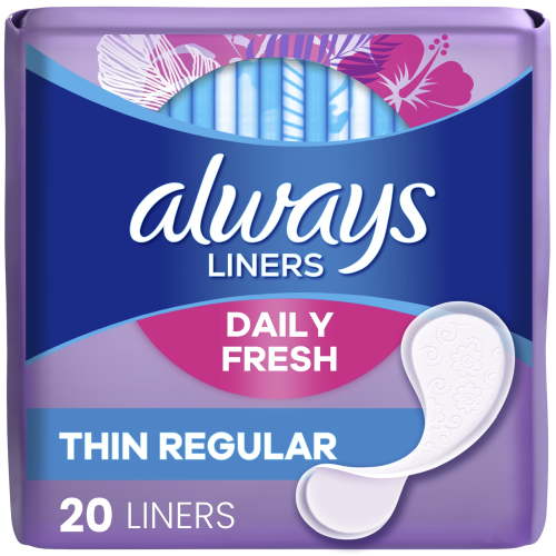 Always Thin No Feel Protection Daily Liners Regular Absorbency Unscented, 20 Count