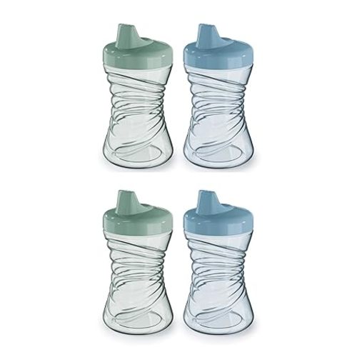 NUK First Choice Fun Grips Hard Spout Straw Cup 2.0, 10 oz. Sippy Cup with Handles, 4-pack