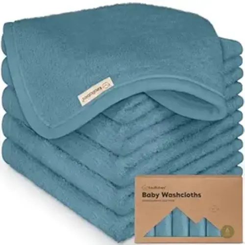 6-Pack Baby Washcloths, Soft Absorbent Washcloths for Face, Body (Aegean Blue) | Viscose from Bamboo Washcloths, Baby Towels, Newborn, Kids, Toddlers, Infant, Gentle on Sensitive Skin, 10x10, Reusable