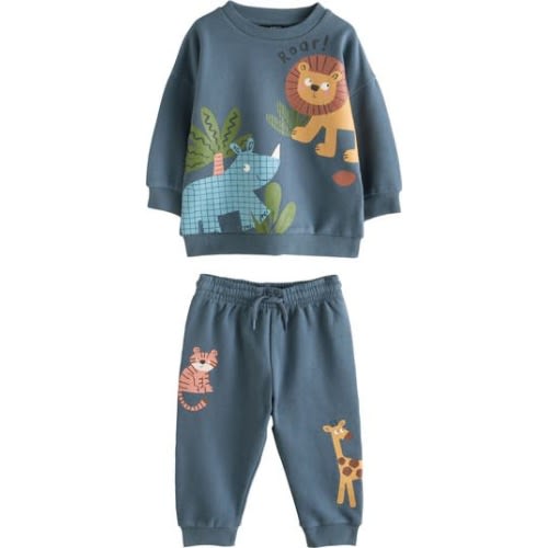 Kids' Safari Cotton Blend Sweatshirt & Joggers Set, 12-18M