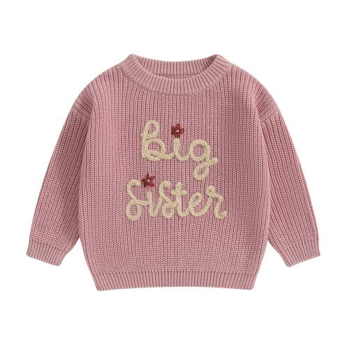 BemeyourBBs Big Sister Little Sister Matching Outfits Toddler Baby Girl Chunky Sweater Warm Sweatshirt Knit Fall Winter Clothes