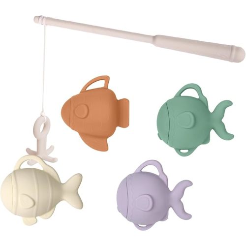 Baby Bath Fishing Toy Set, Mold Free Food Grade Silicone Bathtub Fishing Toy for Toddler & Kids Ages 3-5, BPA-Free Floating Bath Tub Toys for 3 Years+