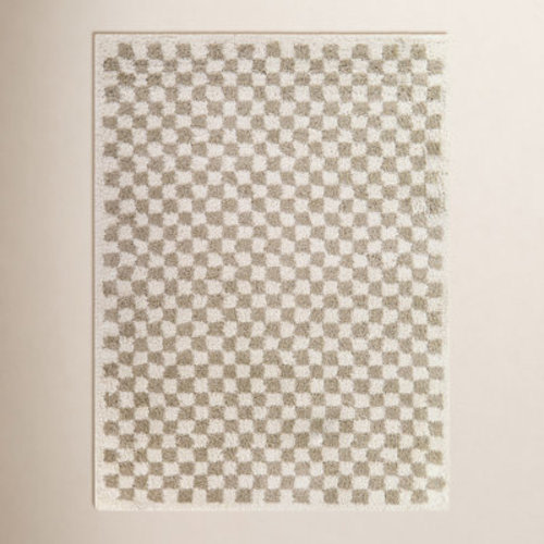 AllModern Walker Beige Checkered Shag Area Rug & Reviews | Wayfair