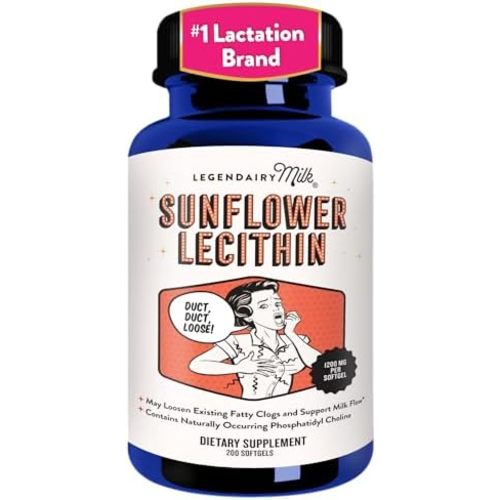 Legendairy Milk Sunflower Lecithin 1200mg, Lactation Support, Sunflower Lecithin Supplement for Clogged Milk Ducts, Made in USA, 200 Softgels