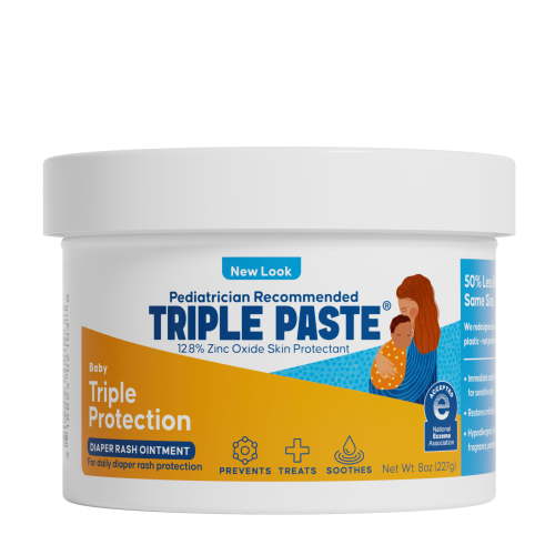 Triple Paste Diaper Rash Cream, Hypoallergenic Medicated Ointment for Babies, Overnight and Daily Protection, 8 oz