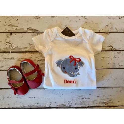 PERSONALIZED Onesie, BABY ELEPHANT Embroidered Baby Girl Onesie, Embroidered Onepiece, Baby Undershirt, Baby Shower Gift