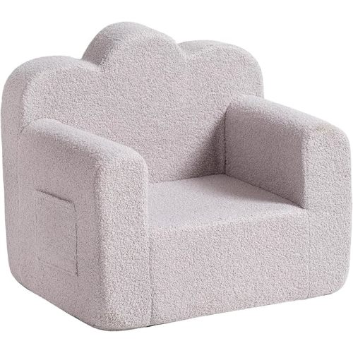 Tiita Kids Couch Sherpa Toddler Chair, Cloud-Like Comfy Kids Sofa Toddler Reading Chair with Washable Cover Carrying Handle, Convertible Children Sofa Chair for Girls and Boys
