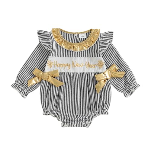 My First New Years Baby Girl Outfit Happy New Year Long Sleeve Bubble Romper Newborn Girl Outfits Clothes