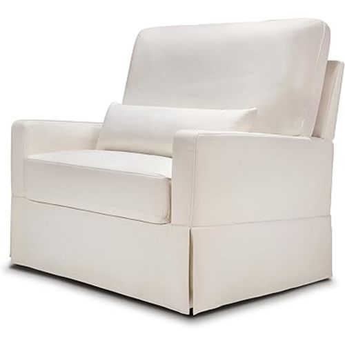 Namesake Crawford Pillowback Chair and a Half Comfort Swivel Glider in Performance Cream Eco-Weave, Water Repellent & Stain Resistant, Greenguard Gold & CertiPUR-US Certified