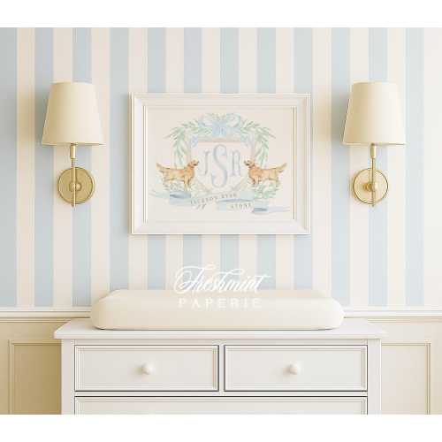 Golden Retriever Nursery Art: Custom Monogram Crest Print