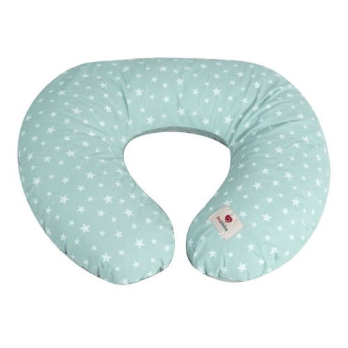 Multifunctional, Ergonomic 100% Cotton Nursing Pillow for Breastfeeding, support, tumy time. Original Standard Size, Removable Cover. Mint, Amamantas