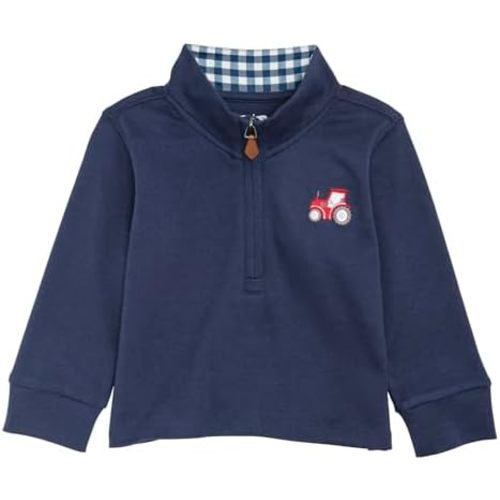 Mud Pie Toddler Boy Farm Icon Quarter Zip Pullover