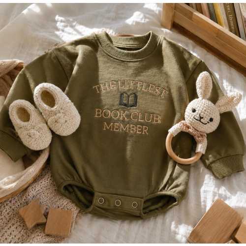 The Littlest Book Club Member Baby Romper, Baby Shower Gift, Newborn Outfit, Baby Bodysuit for Readers