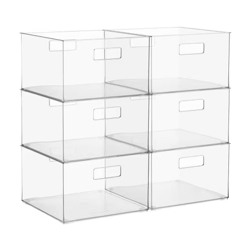 Everything Organizer Case of 6 All-Purpose Bins Clear