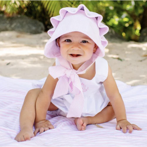 Beaufort Bonnet - Pink Savannah Seersucker
