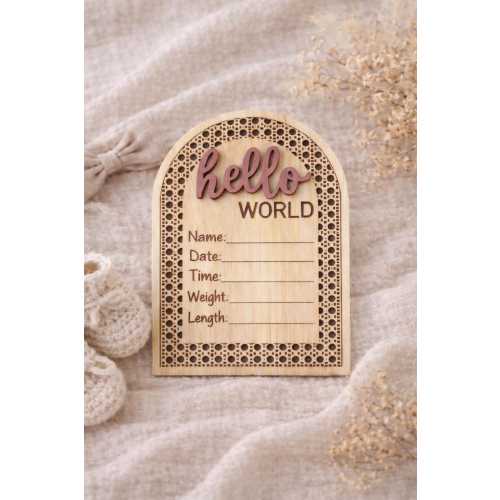 Hello World Birth Announcement Sign | Boho Nursery Decor