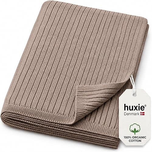 Huxie Receiving Blankets, 100% Organic Cotton Knit, Newborn Baby Swaddle