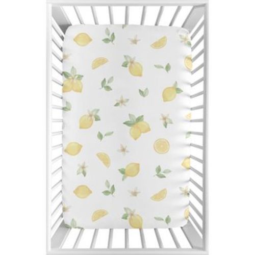 Sweet Jojo Designs Girl Baby Fitted Mini Crib Sheet Lemon Yellow Green and Beige
