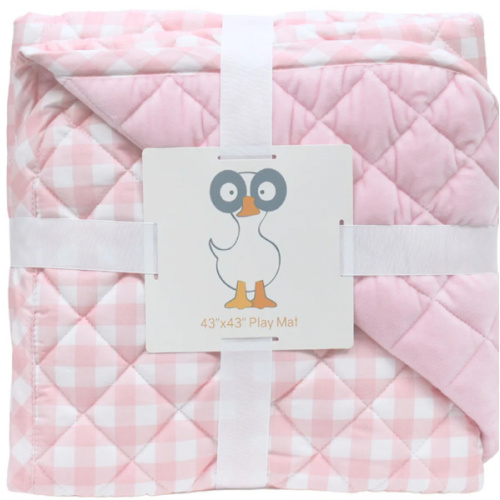 GooseWaddle Super Soft Play Mats - Cotton and Super Soft Quilted (Color: Sadie/Pink Gingham)