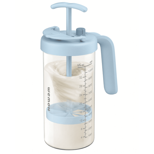 Borosilicate Glass Formula Mixing Pitcher with Time Dial, 32oz True Capacity BPA-Free Baby Bottle Mixer, Dishwasher-Safe Breastmilk Pitcher for Pitcher Method, Overnight Feeding & Twins, Blue