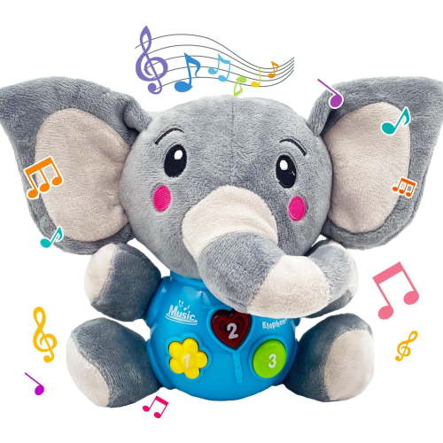 Baby Toys 6 to 12 Months - 6 Months Old Plush Elephant Baby Toy Musical Infant Toys - Babies Light Up Toys for 1 Year Old Boy & Girl Newborn Baby Gift 6 9 12 Months (Elephant)
