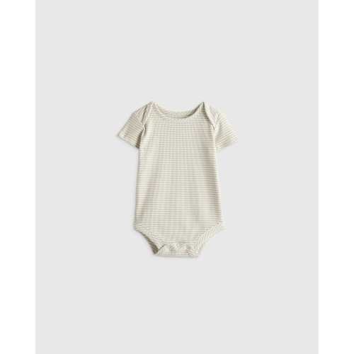 Softest Rib Short Sleeve Bodysuit in Grey Stripe