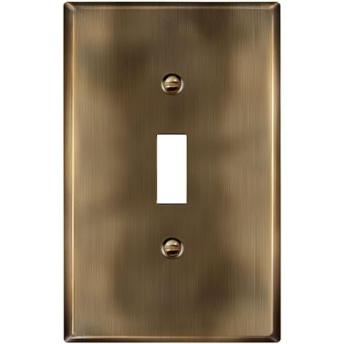LIDER Toggle Light Switch Metal Wall Plate, Stainless Steel Switch Cover, Corrosion Resistant, Mid-Size 1-Gang 4.88" x 3.11", 201 Stainless Steel, LMWP-11M-AB, Antique Brass