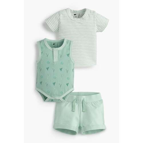 3-Piece Baby Henley Bodysuit Set