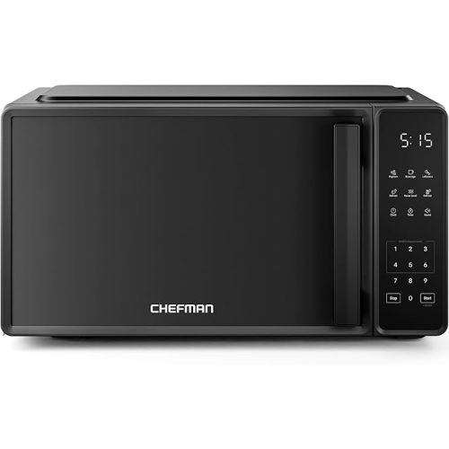 Chefman Countertop Microwave Oven 0.7 Cu. Ft., 700 Watts with 10 Power Levels, 6 Cooking Presets with One-Touch Express Cook, Eco Mode, Child Safety Lock, & Mute Button - Black