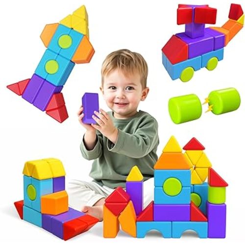 Pairez Toys Magnetic Building Blocks, Large Magnetic Blocks & Shapes | 36PCS Creative Building Toys for Preschool Learning, Montessori & Sensory Magnet Toys for Kids Ages 4-8