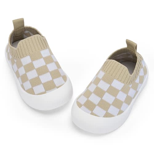 BACSAC Baby Toddler Unisex Infant Shoes Boys Girls Beige Mesh Breathable Non-Slip Soles 6-36 Months
