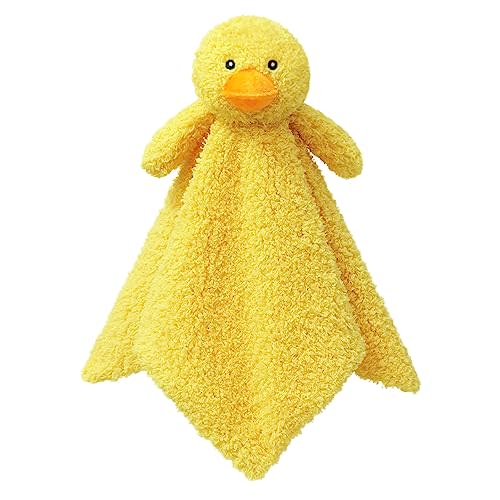 Baby Yellow Duck Soft Stuffed Animal Security Blanket, Plush Duck Character Lovey Blanket, Baby Shower/Nursery Gift, Newborn Infant Toddler Snuggle Blankie for Child, 14 Inches