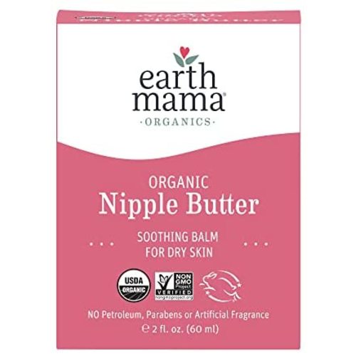 Organic Nipple Butter Breastfeeding Cream by Earth Mama | Lanolin-free, Safe for Nursing & Dry Skin, Non-GMO Project Verified, 2-Fluid Ounce (Packaging May Vary)