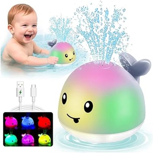 Bath Toys for Kids Ages 1-3 - Toddler Christmas Stocking Stuffers, 1 2 3 Year Old Boys Girls Gifts Whale Bath Toy Sprinkler, Light Up Baby Bath Toys, Bathtub Pool Water Infant Toy 6-12-18 Months