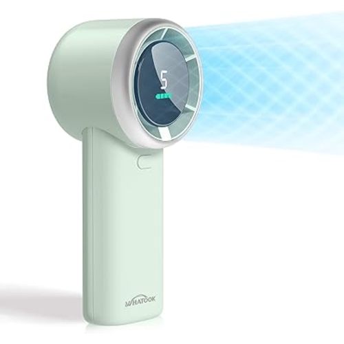 WHATOOK Portable Handheld Mini Fan: High Speed Cooling Fan, 10 Hours Battery Life, USB Rechargeable, Small Essentials for Women, Beach Travel, Vacation (Green)