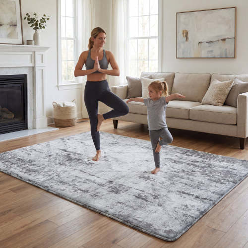 Elasti-Foam™ Element Abstract Marble Mat - Cloud Grey